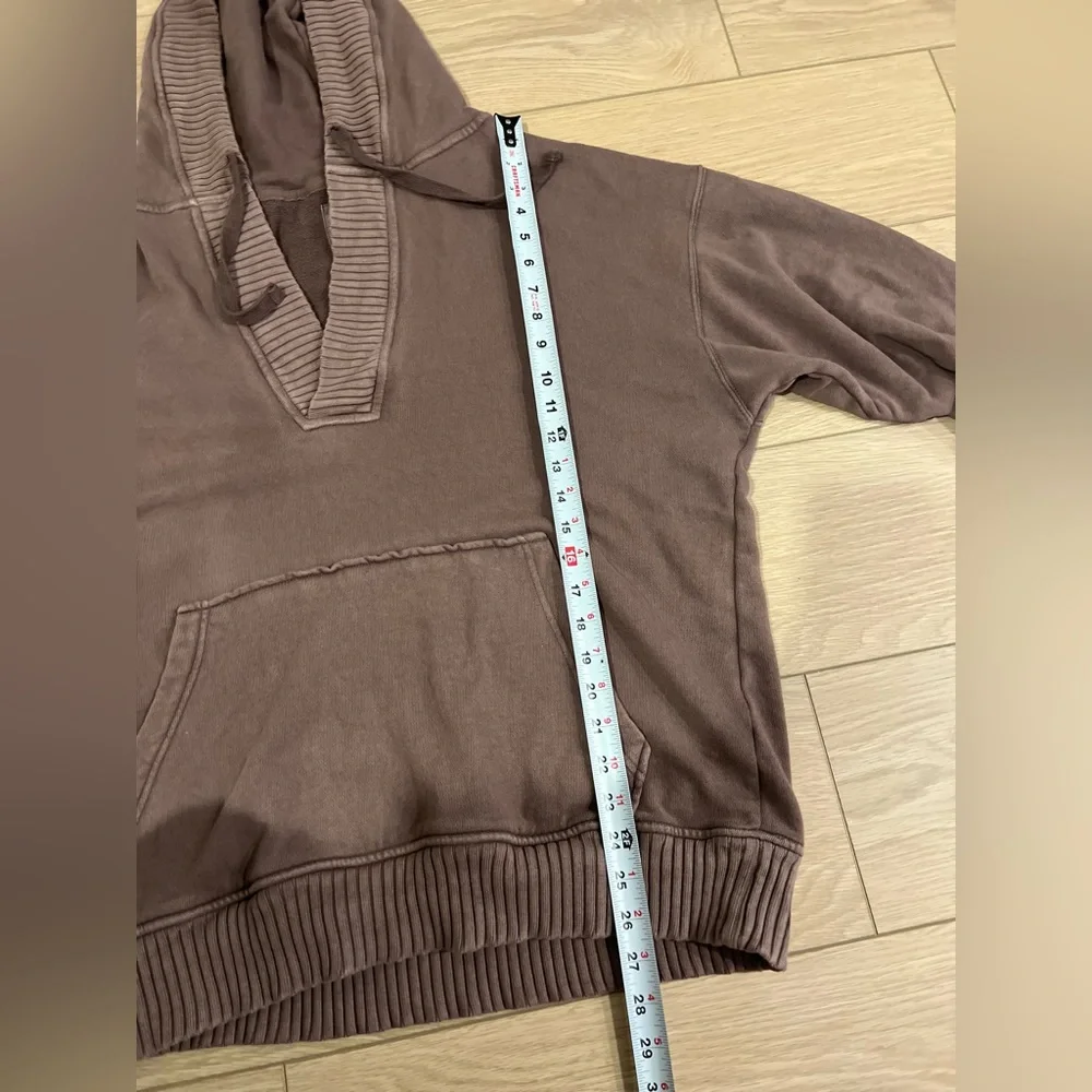 Aerie Down to Earth oversized Henley sweatshirt hoodie brown size medium - Picture 9 of 10